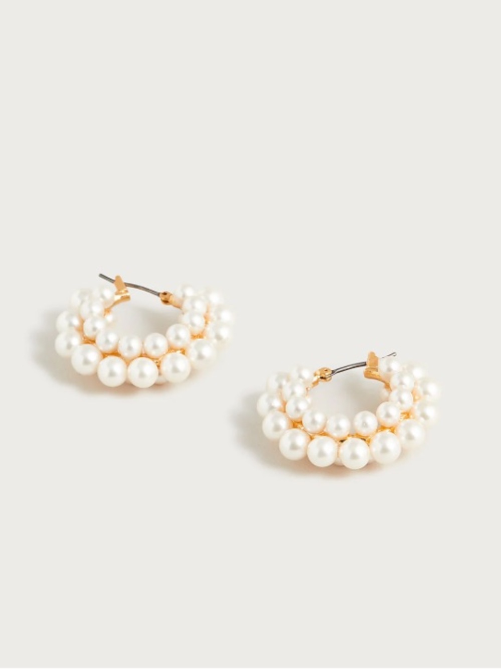 J crew pearl Layered mini-pearl hoop earrings